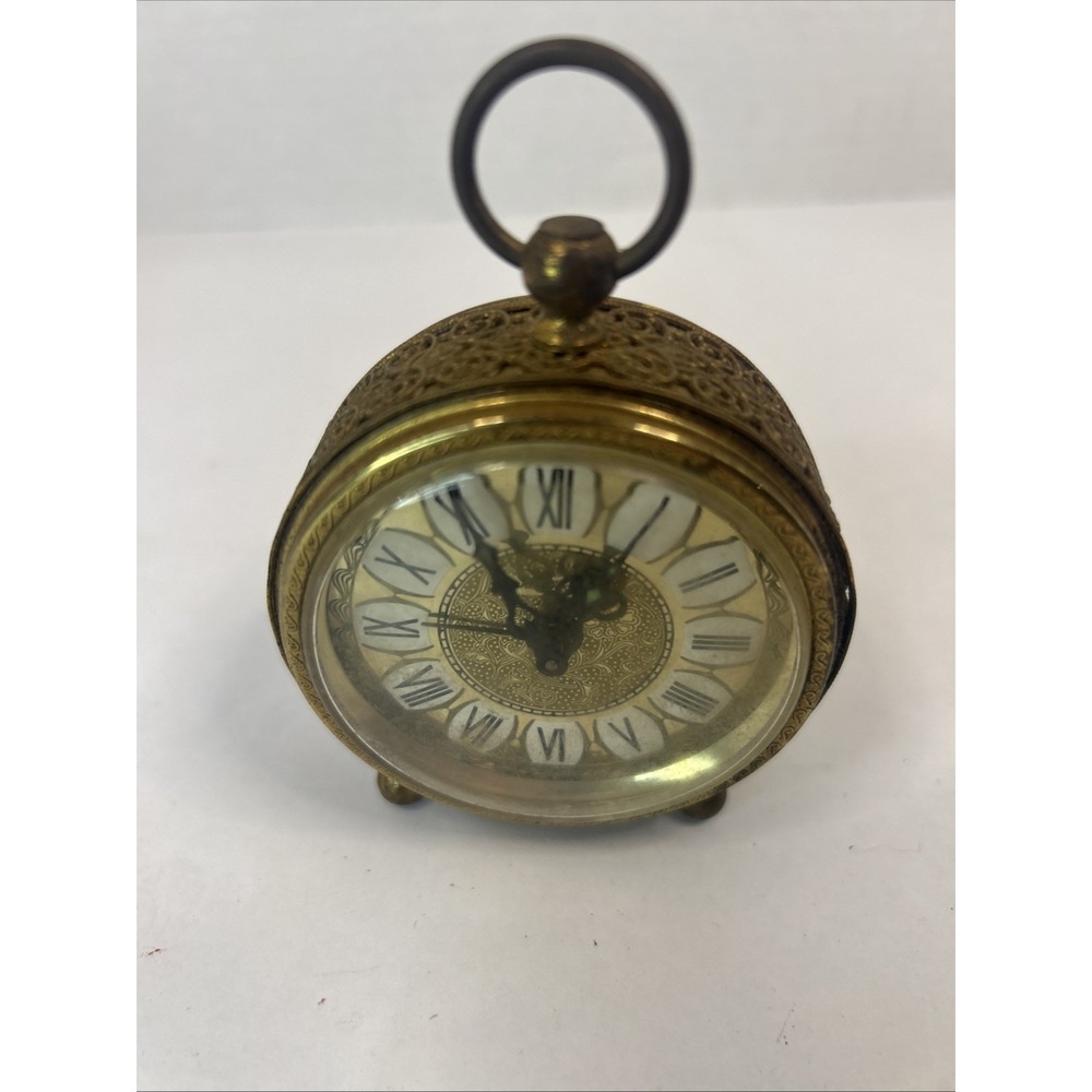 Vintage West Germany Mechanical Open Face Alarm Clock, Roman Dial Read Missing